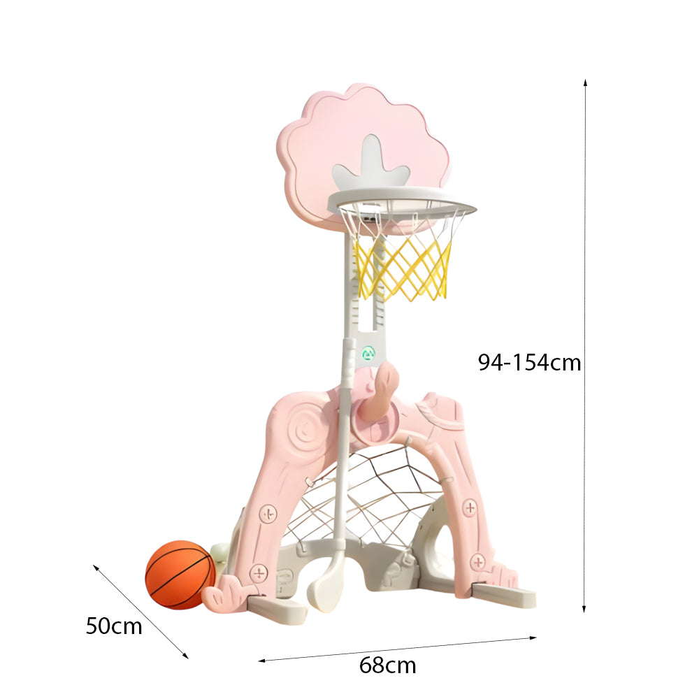 Basketbalstandaard Boom- Roze met goaltje, golfstick en 3 ballen | SALE