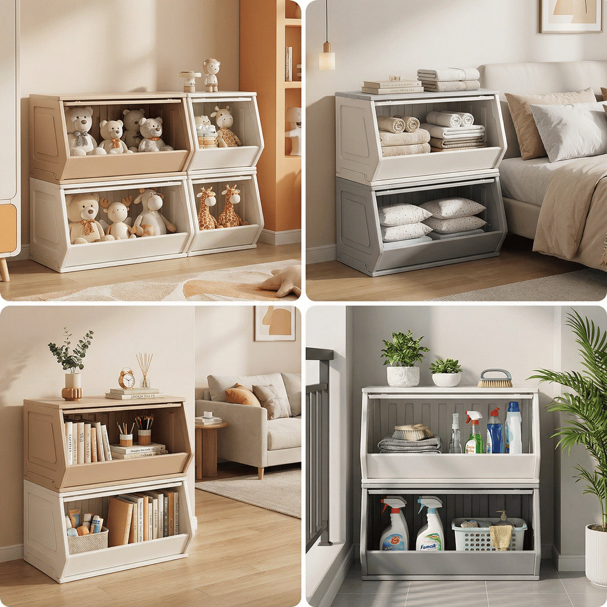 Opberg Combinatie Grijs XL duurzame grijs-witte kunststof opbergoplossing voor speelkamers