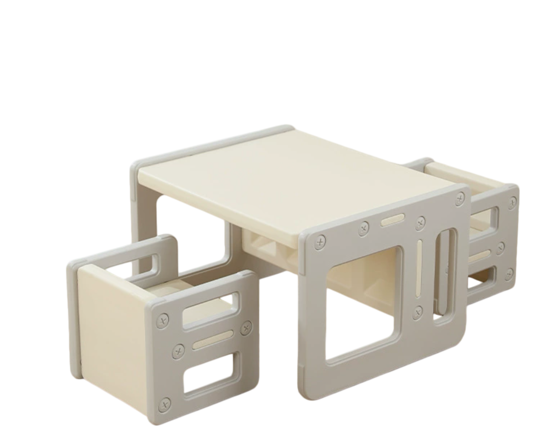 Setje Tafel en Stoelen Modern - Grijs | Russle