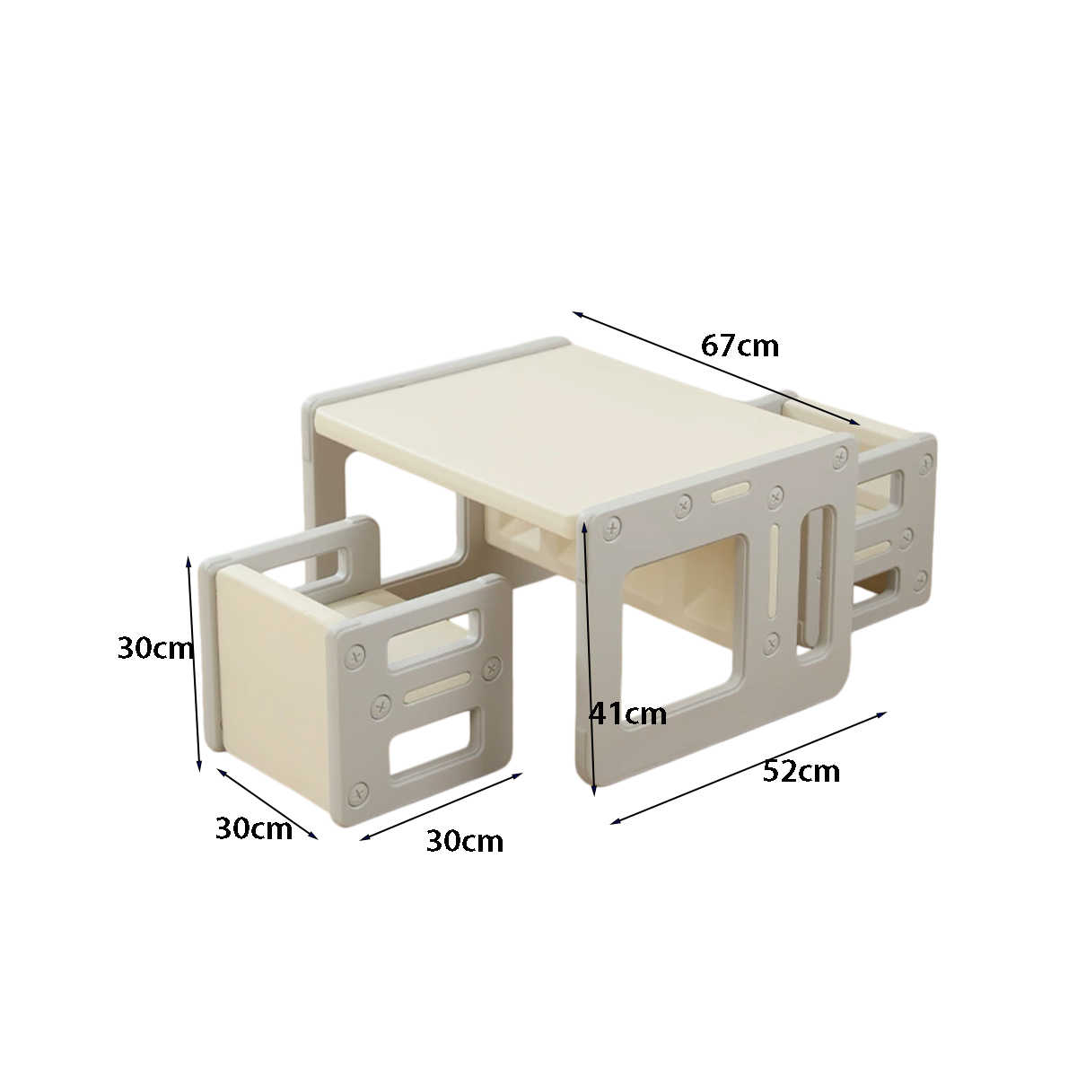 Setje Tafel en Stoelen Modern - Grijs | Russle