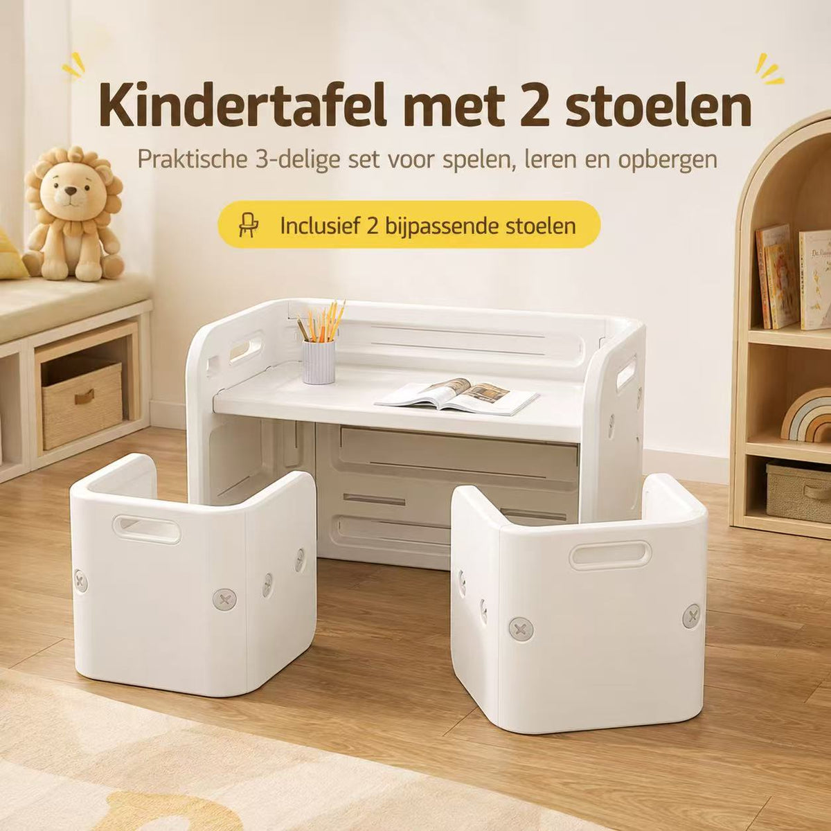 Setje Tafel en Stoelen - Crème | Russle