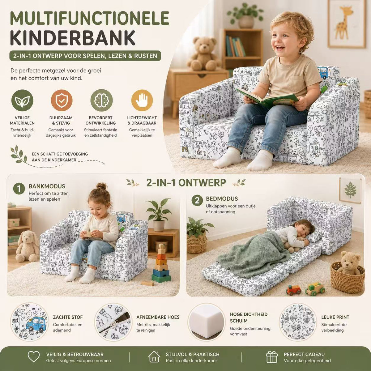 Kinderfauteuil Zelfinkleurbaar Dino | Russle