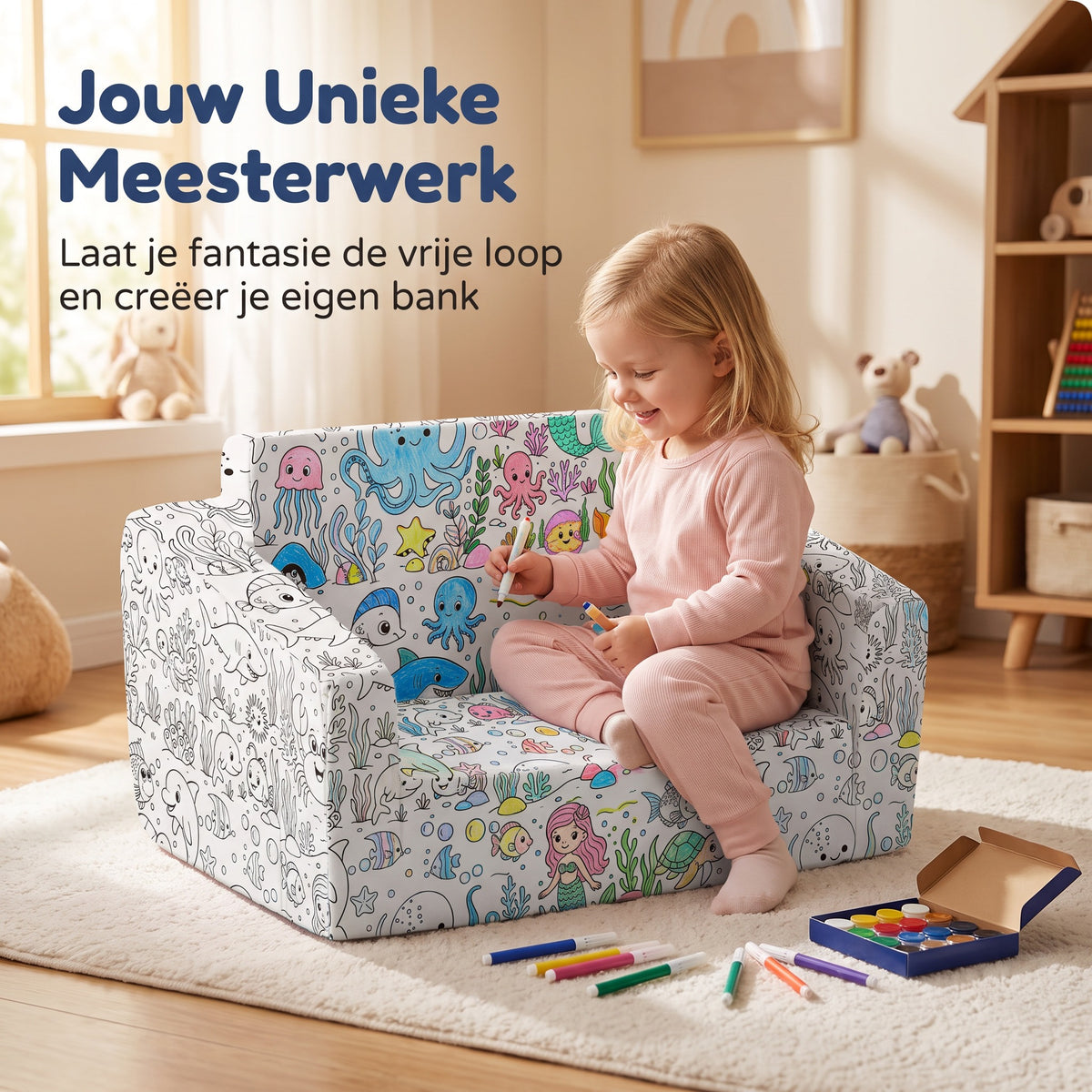 Kinderfauteuil Zelfinkleurbaar Dino | Russle