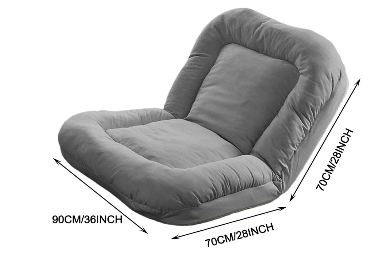 Grijze Lounge Slaapfauteuil van stof met stalen frame, verstelbaar tot bed, 70x90x70 cm