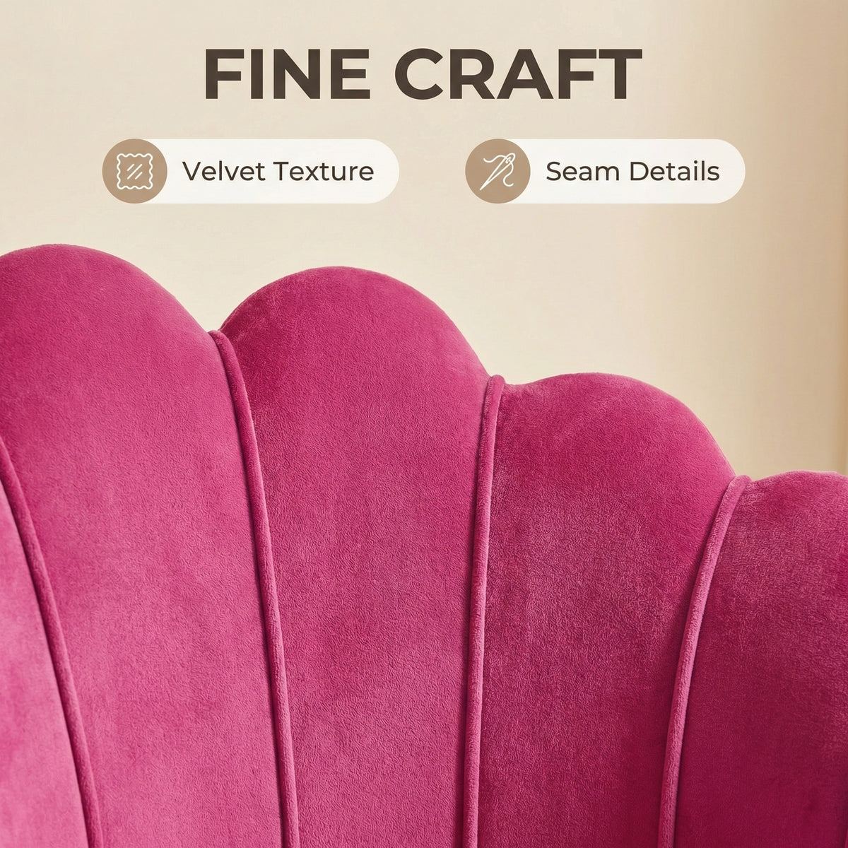 Velvet Schelp Bureaustoel Fuchsia met Goudkleurig onderstel | Russle