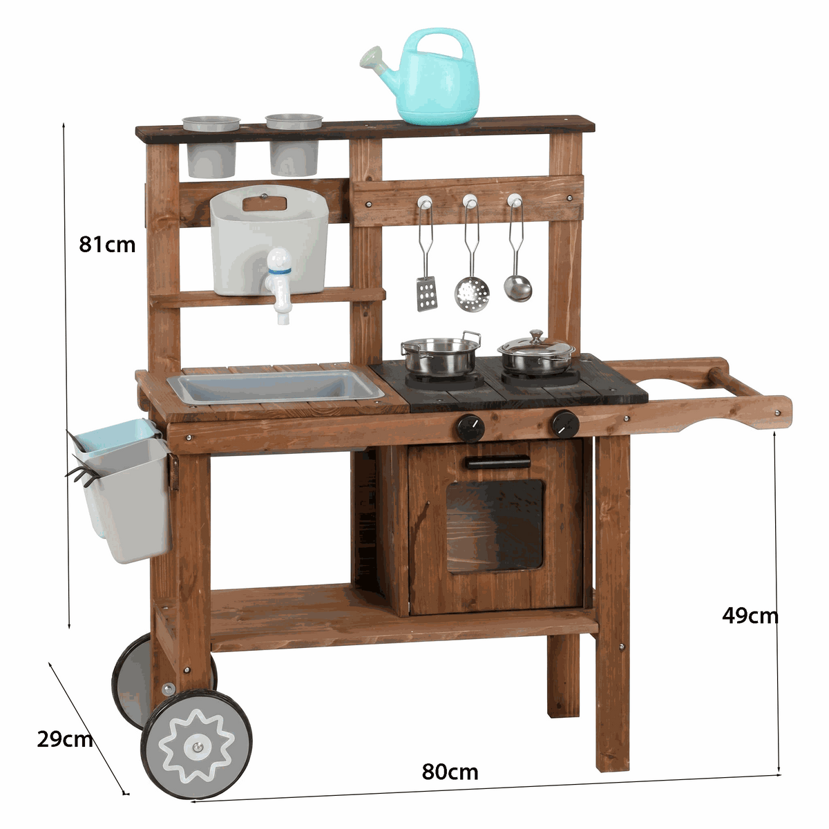 Speelkeukentje Hout Buiten houten buitenspeelkeuken voor kinderen met wasbak en fornuis