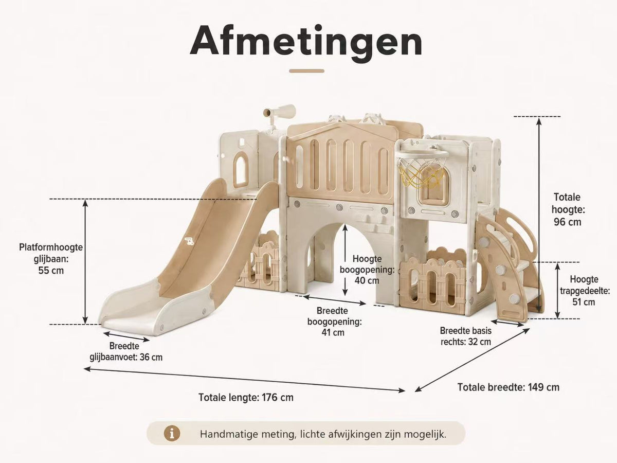Speeltoestel Toren XL Modern met Glijbaan - Beige | Russle